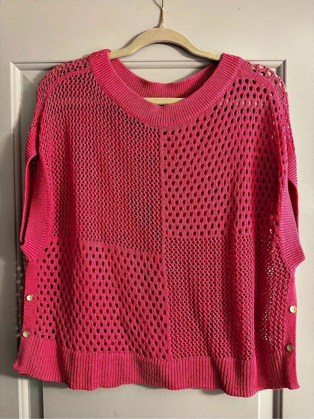 Talbots Open-Knit Pullover in Pink Size M/L Like New